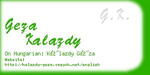 geza kalazdy business card